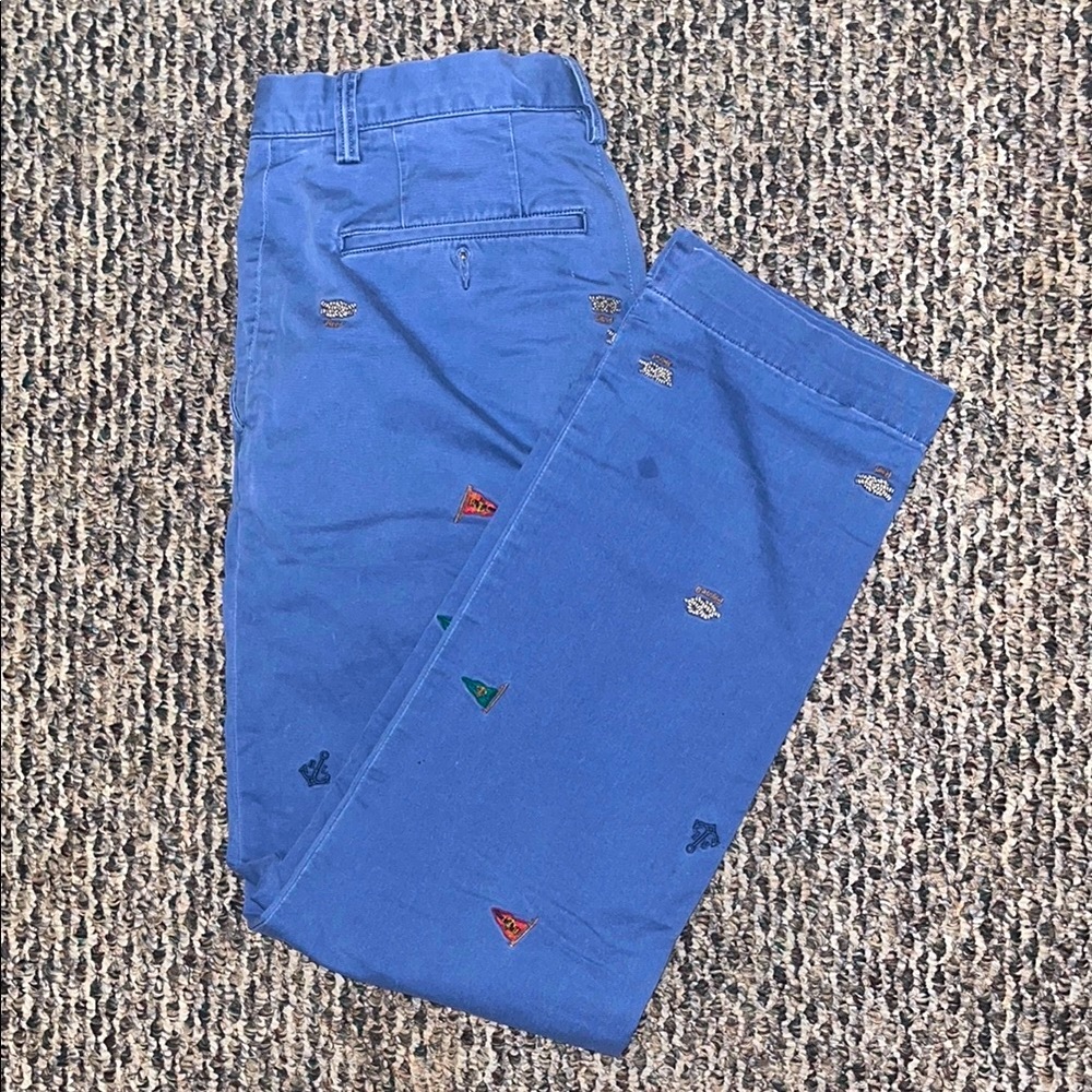 Embroidered Blue Chinos